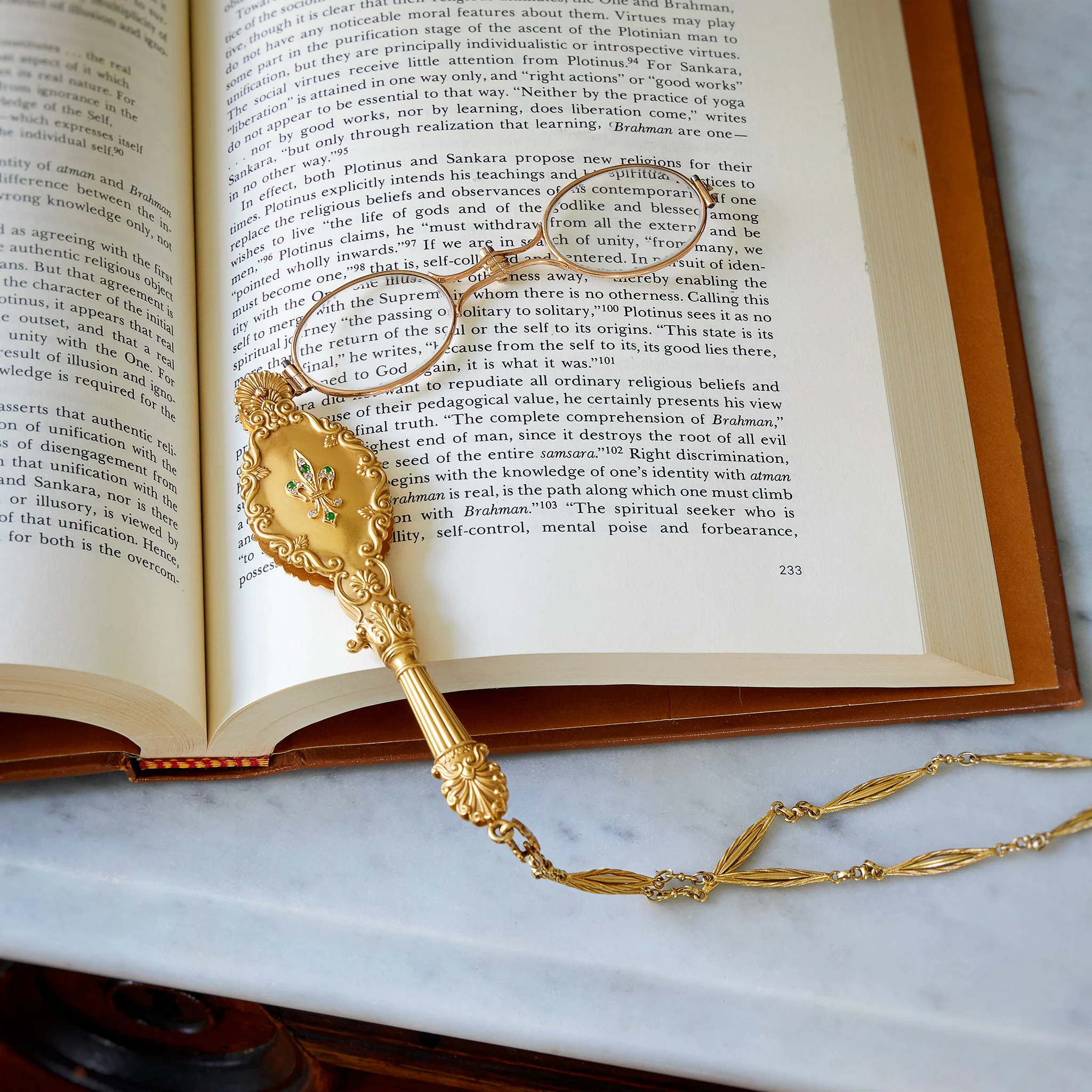 Demantoid Garnet and Diamond Lorgnette Necklace - Image 7