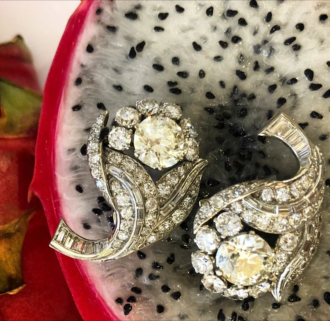 Diamond Flower Earrings - Image 3