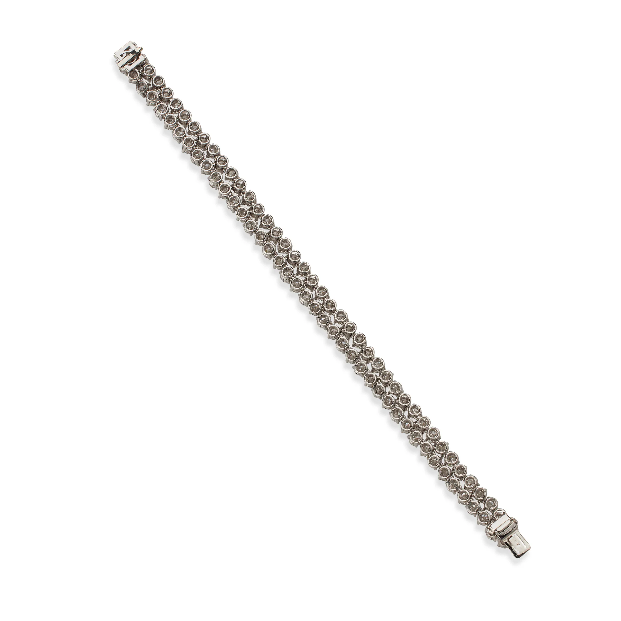 French Platinum and Diamond Double Line Bracelet, Bijouterie Bouchet - Image 4