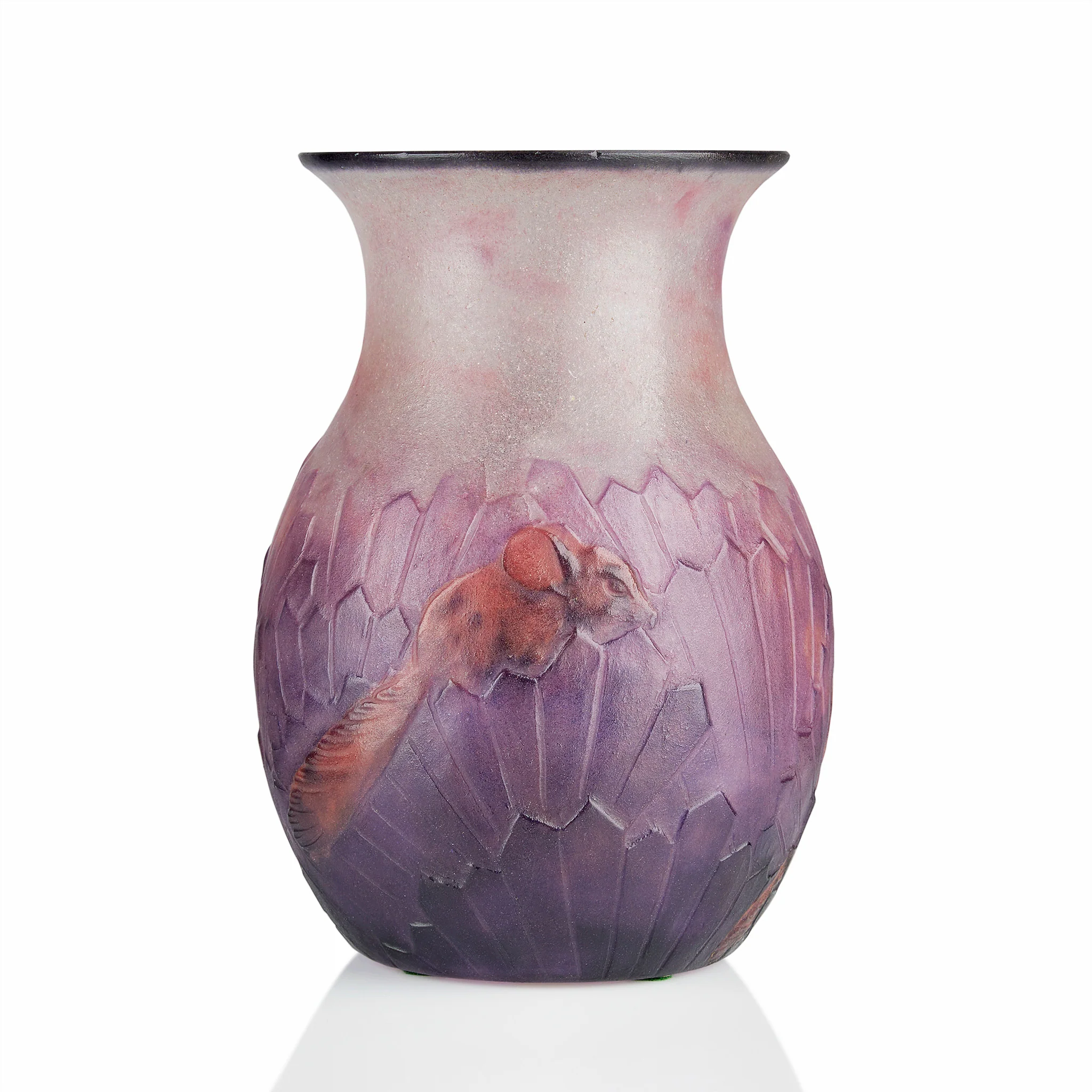 Gabriel Argy-Rousseau "Ecureuils Dans L'Herbe" Pâte de Verre Glass Vase - Image 3