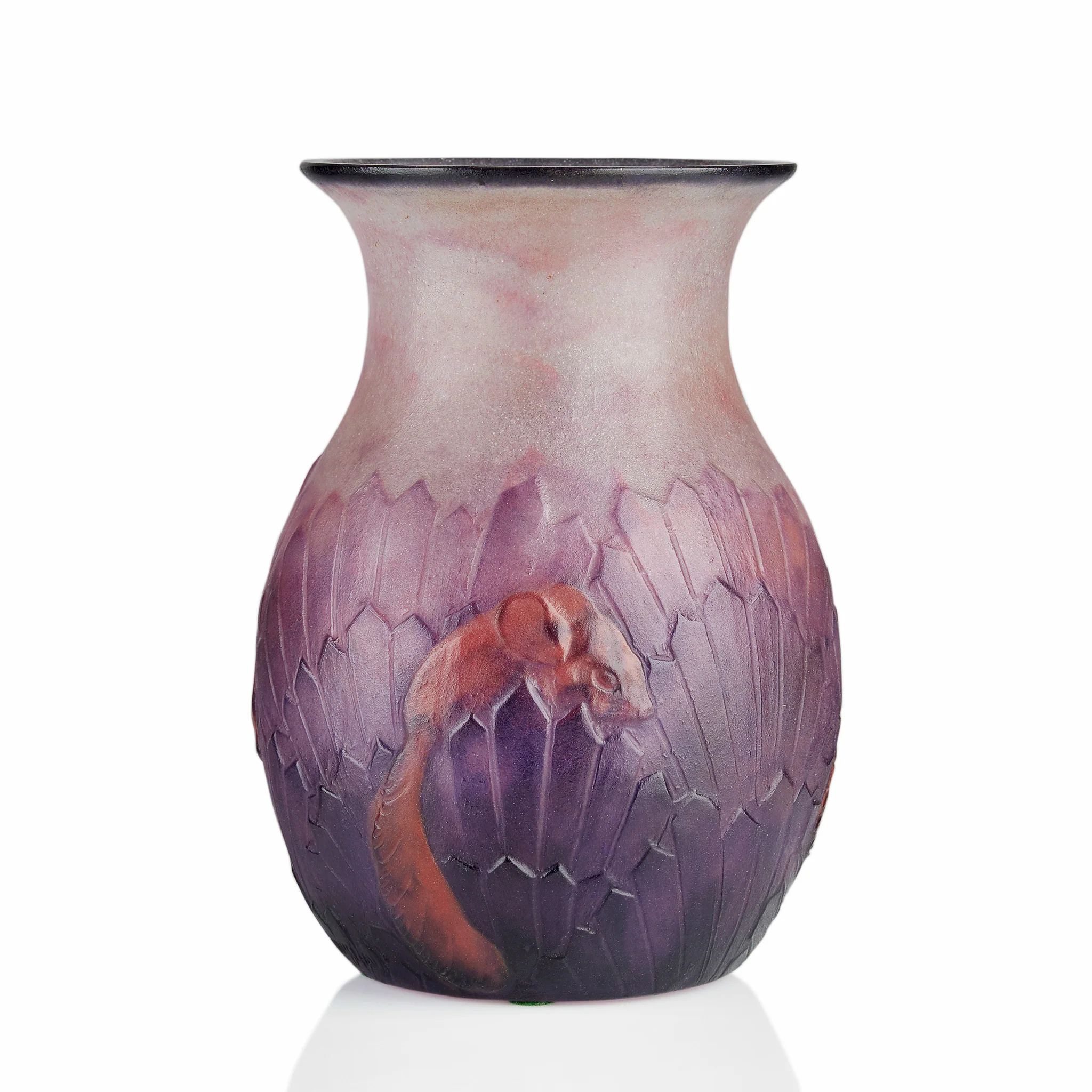 Gabriel Argy-Rousseau "Ecureuils Dans L'Herbe" Pâte de Verre Glass Vase - Image 4