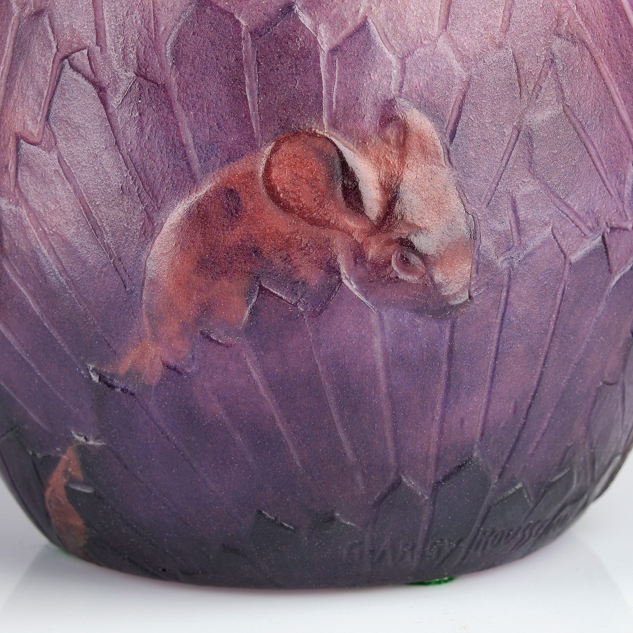 Gabriel Argy-Rousseau "Ecureuils Dans L'Herbe" Pâte de Verre Glass Vase - Image 7