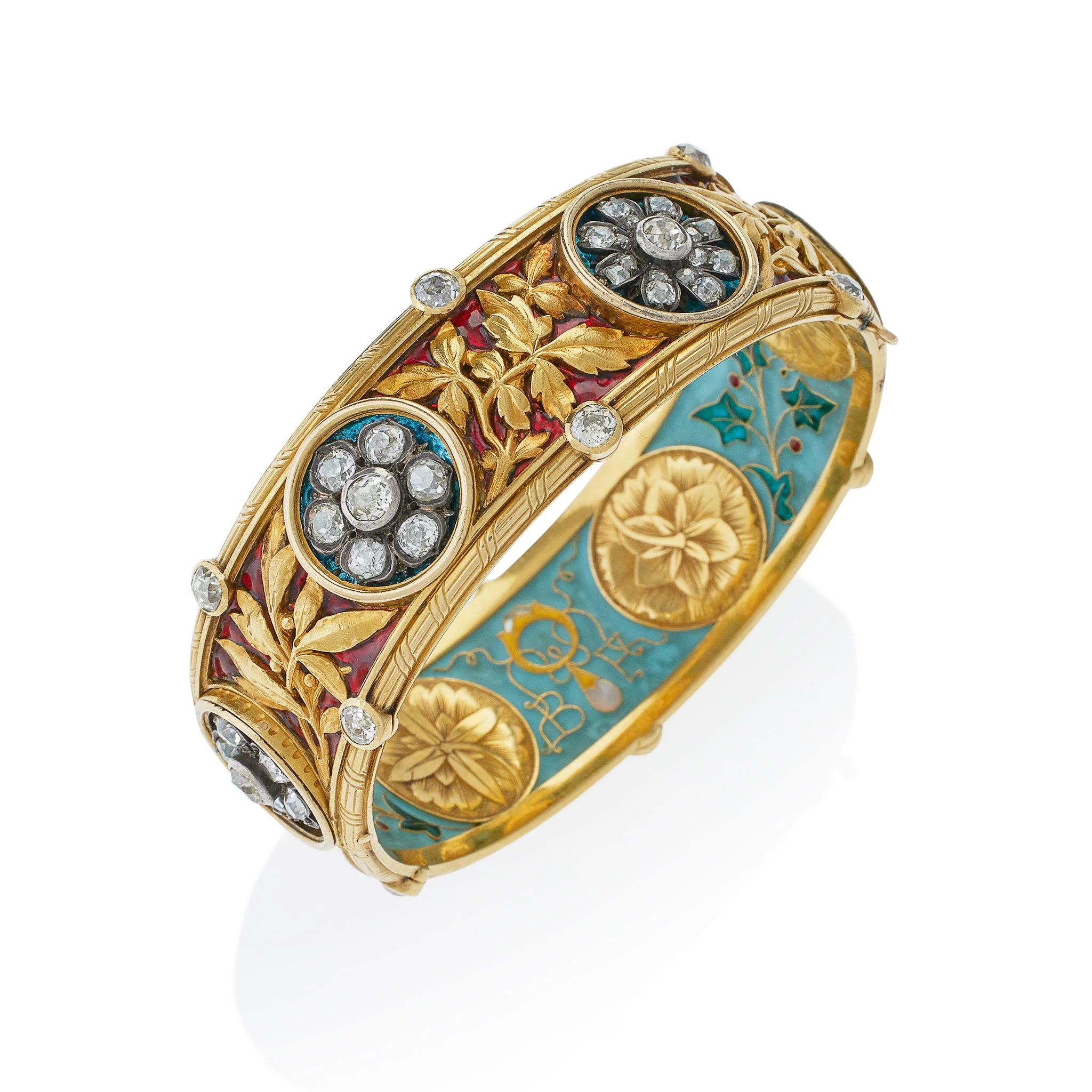 Important Bapst & Falize Paris Diamond and Enamel Bangle Bracelet - Image 3