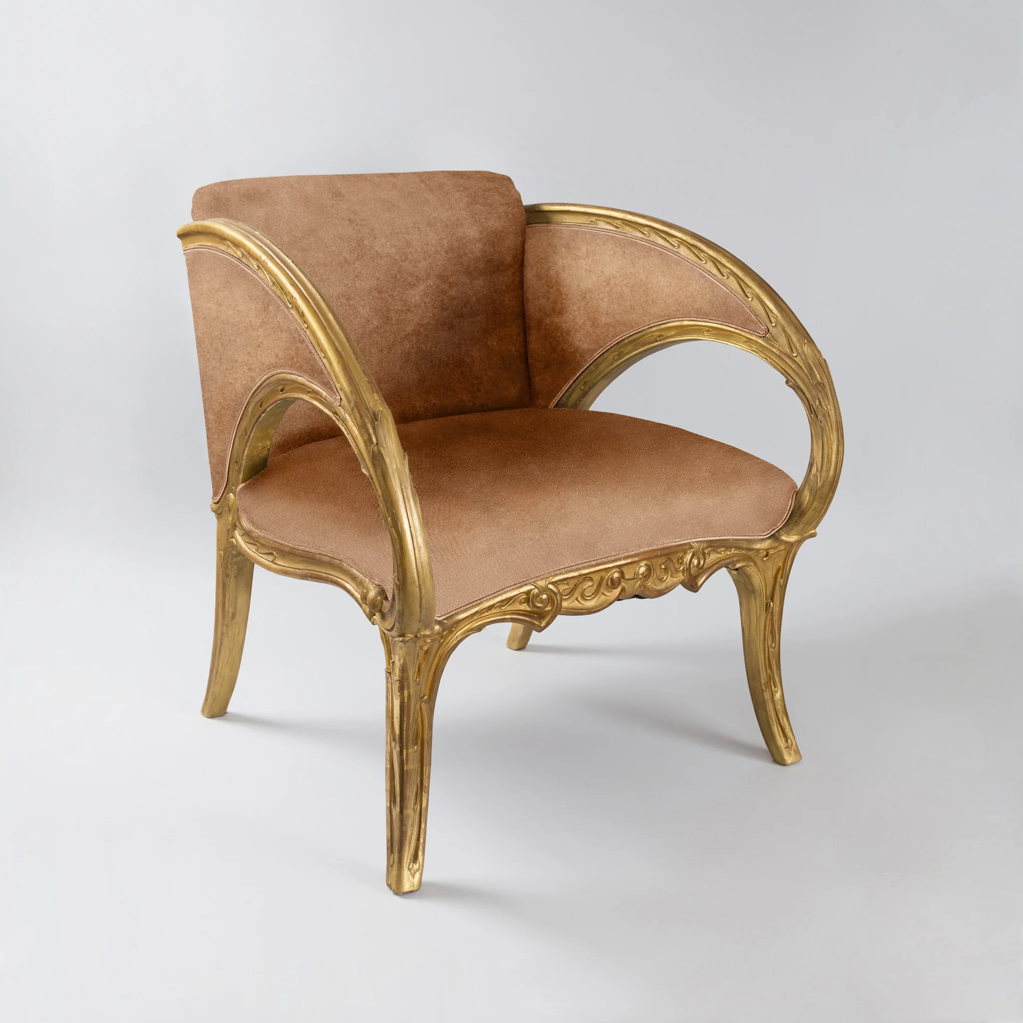 Joan Busquets Pair of Blue Floral Giltwood Armchairs - Image 9
