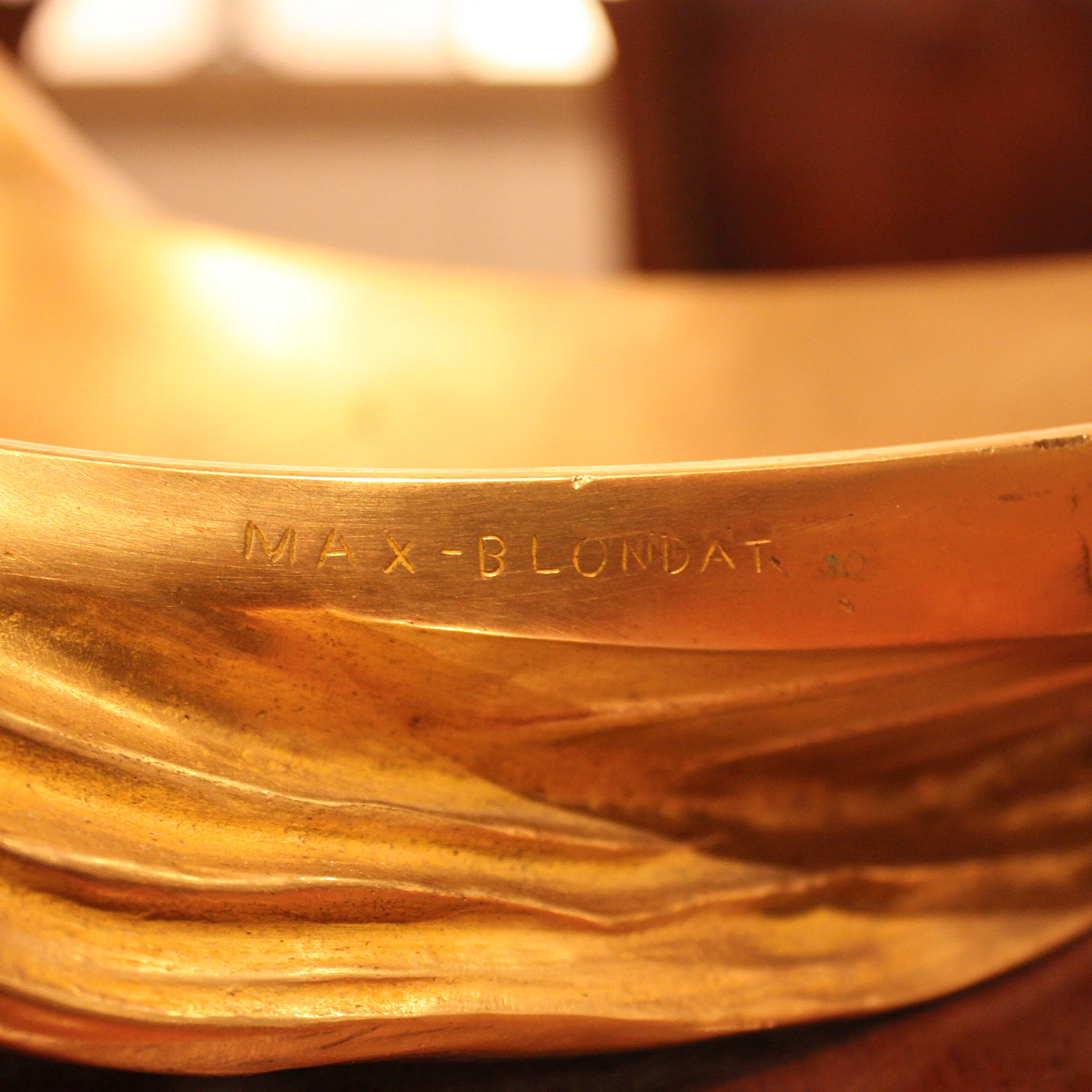 Max Blondat Gilt Bronze "An Embrace" Figural Vide-Poche Dish - Image 5