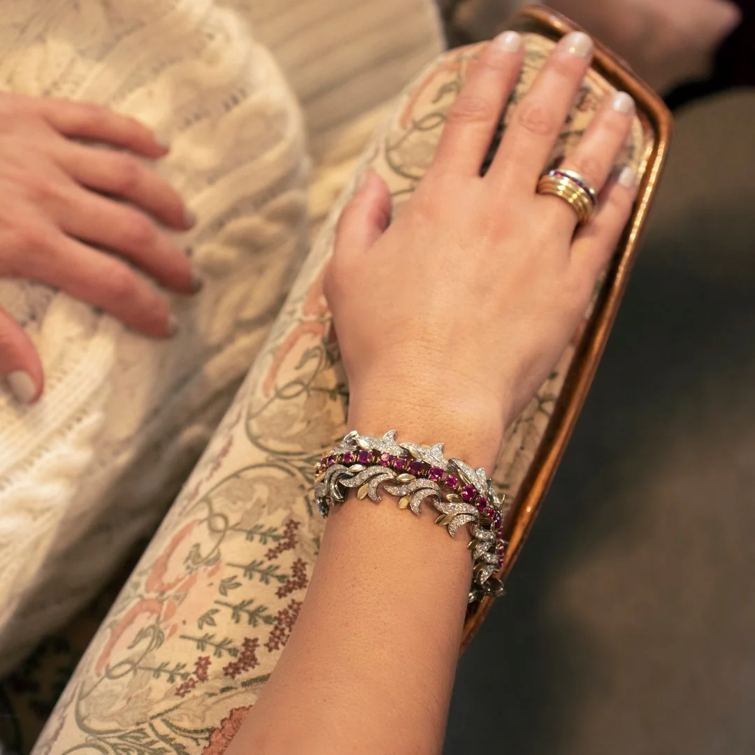 Tiffany & Co. Burmese Ruby and Diamond Leaf Bracelet - Image 7