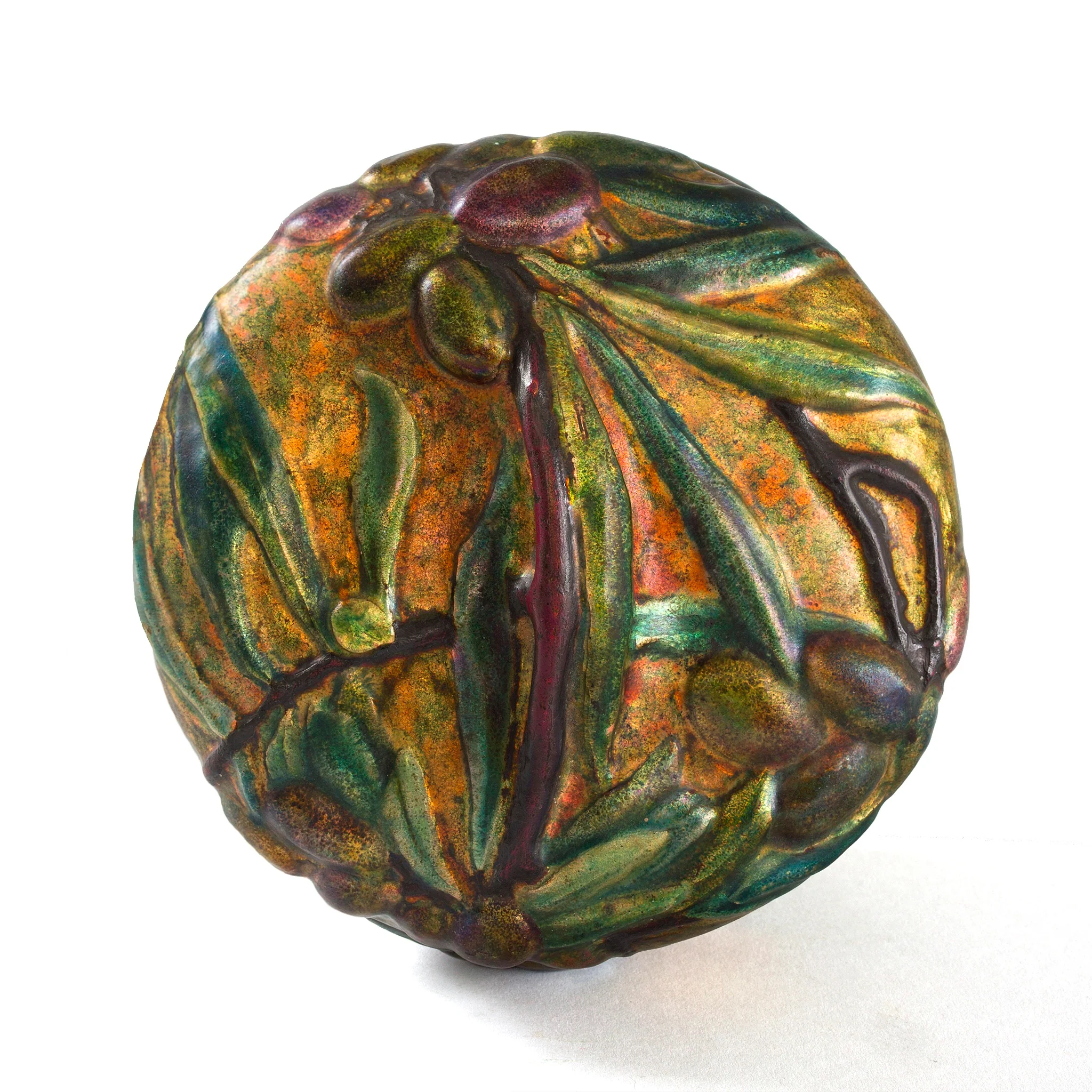 Tiffany Studios New York Enameled Copper "Olive" Covered Box - Image 4